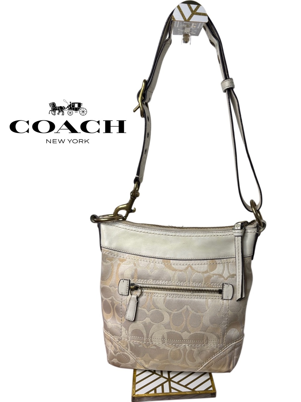 Coach Vintage Optic Signature C Crossbody/Shoulder in Jacquard w/ Leather Trim - Picture 16 of 16